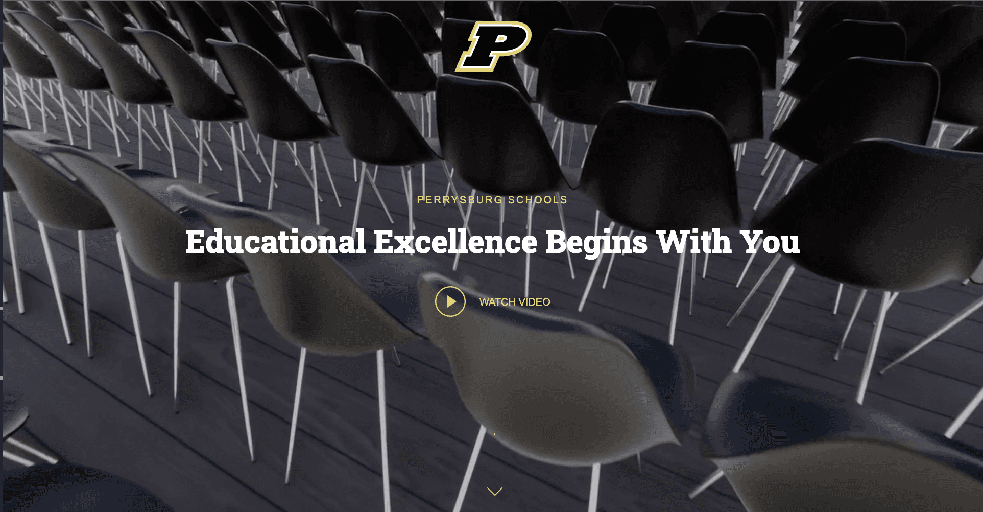 Rows of chairs with the Perrysburg Schools logo